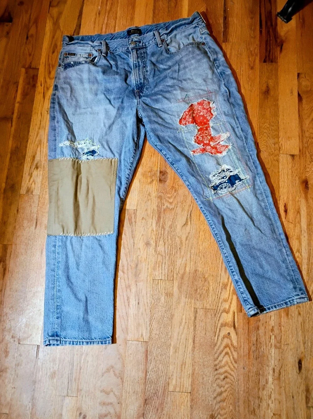 Lauren Ralph Lauren Distressed Patchwork Jeans Sz 18